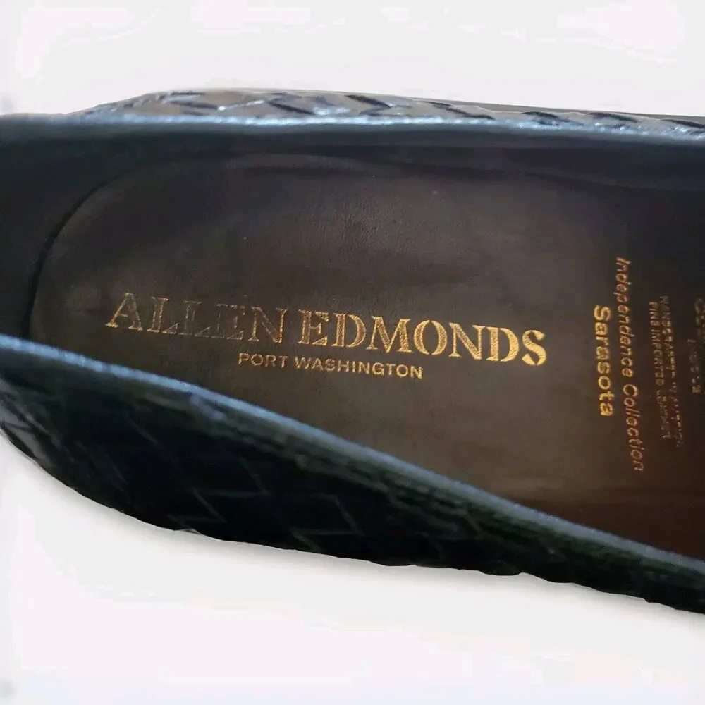 Allen Edmonds Sarasota Men 13 Black Loafer Basketweave  Dust Bags Dress Classic